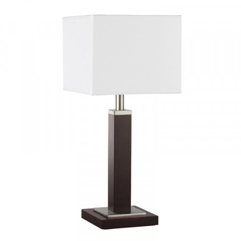 Lampe waverley, en argent satiné et bois avec abat-jour blanc
