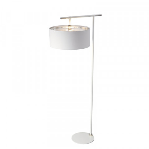 Lampadaire balance, nickel poli, avec abat-jour blanc