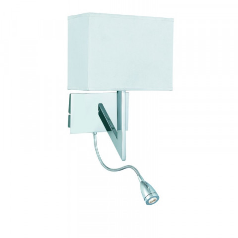 Applique adjustable wall 30 cm avec liseuse, en chrome avec abat-jour blanc