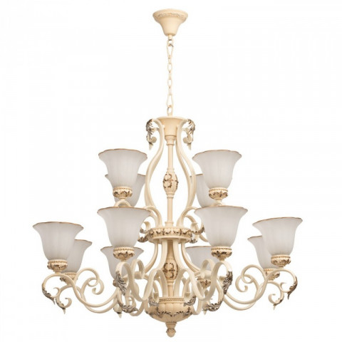Chandelier beige country 12 ampoules 230 cm