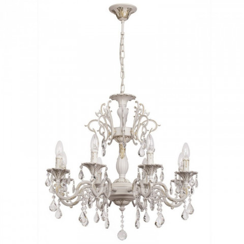 Chandelier blanc classic 8 ampoules 96 cm