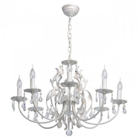 Chandelier blanc classic 8 ampoules 96 cm