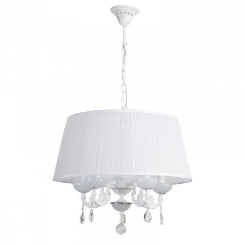 Chandelier blanc elegance 5 ampoules 90 cm