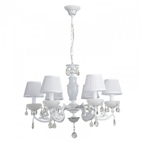 Chandelier blanc elegance 6 ampoules 90 cm