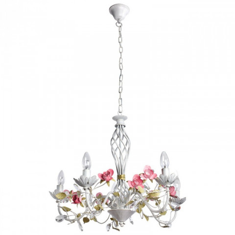 Chandelier blanc flora 5 ampoules 123 cm