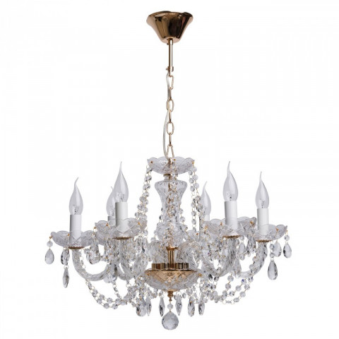 Chandelier doré crystal 6 ampoules 80 cm