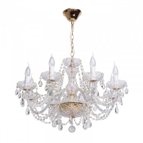 Chandelier doré crystal 8 ampoules 85 cm