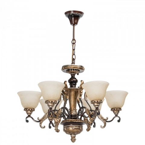Chandelier marron country 6 ampoules 210 cm