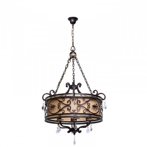 Chandelier marron country 6 ampoules 220 cm