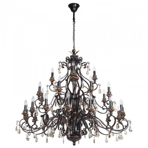 Chandelier noir country 28 ampoules 245 cm