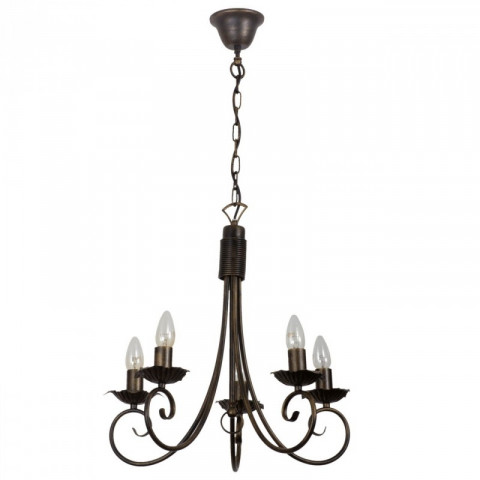 Chandelier noir country 5 ampoules 90 cm