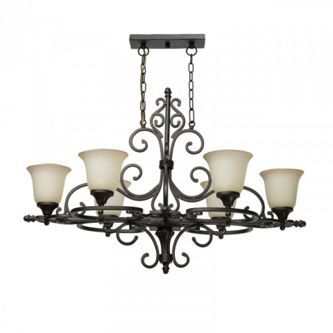 Chandelier noir country 6 ampoules 205 cm