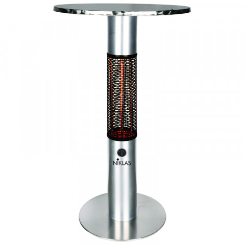 Chauffage de terrasse table bar eliot niklas 1500w lampe infrarouge a carbone structure aluminium