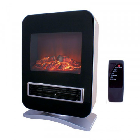 Cheminée electrique oscillante Niklas 2000W RADAR avec effet flammes.Chauffage d'appoint 2 positions corps ABS.