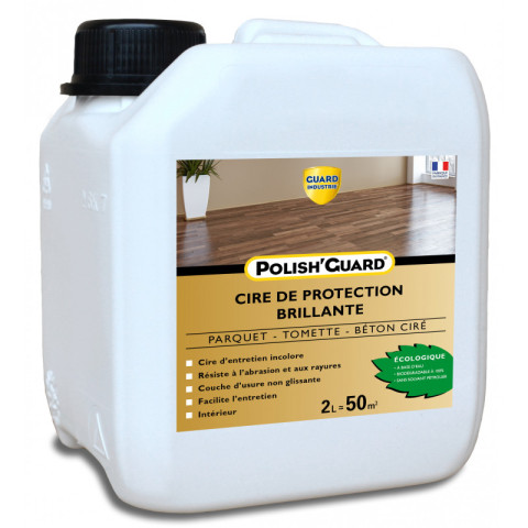 Cire protection multi-supports polish'guard -effet brillant-parquet béton ciment plastique -2l- traite 50 m²