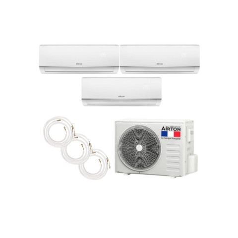 Climatiseur reversible tri-split airton - a poser soi-meme - 2600w - 3500w - readyclim 3x4m