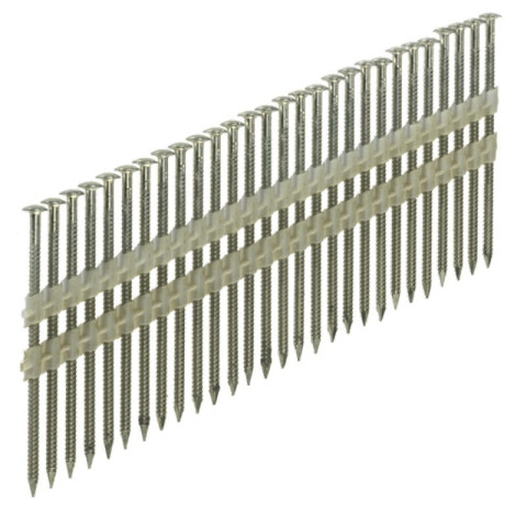 Pointes en bande 34° 3.1x50 Annelées Inox Tête bombée - Sans gaz - Boite de 2200 clous - ARCA - SPB343150AITB