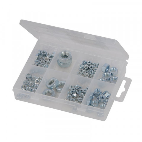 Coffret d'écrous hexagonaux galvanisés - 108 pcs