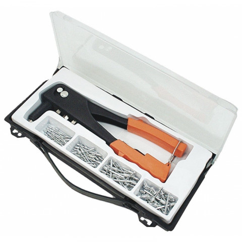 Coffret pince à riveter 240 mm en acier + 100 rivets riveteuse outils atelier bricolage helloshop26 3417038