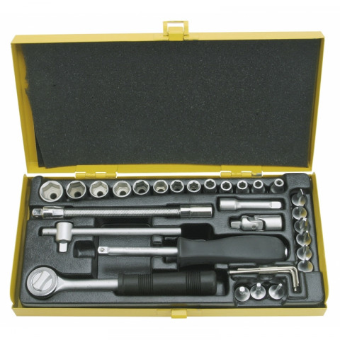 Coffret vissage cliquet douilles chrome vanadium 33 pcs qualité pro outils atelier bricolage helloshop26 3417050