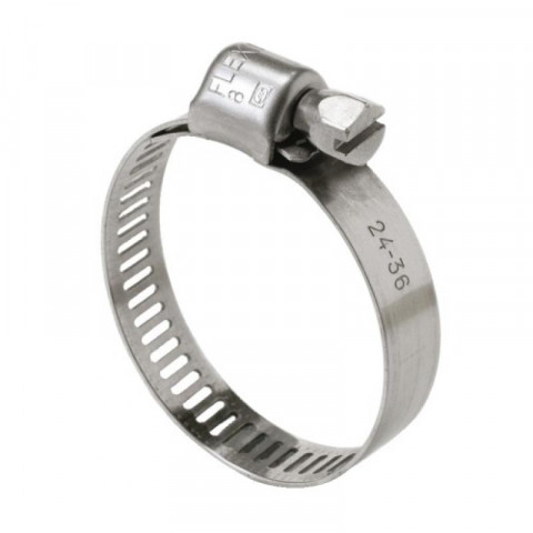 Colliers de serrage inox w4 bande ajourée 8 mm, diamètre de serrage minimum 18/maximum 28 mm, boîte de 10 pièces