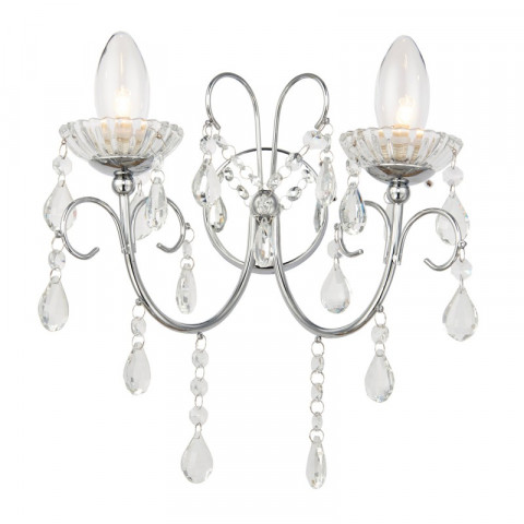 Applique tabitha, chrome et cristal, 2 ampoules