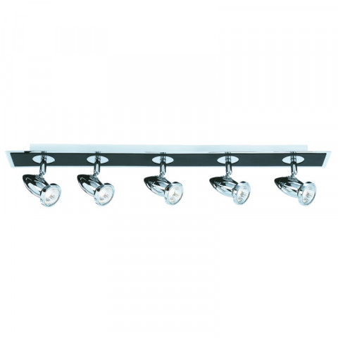 Plafonnier 80cm comet chrome et noir mat, 5 spots