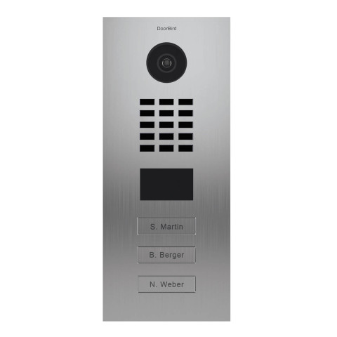 Portier vidéo ip multi-utilisateurs - 3 sonnettes - doorbird d2103v eau salee inox