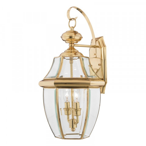 Applique newbury, laiton poli et verre, grande