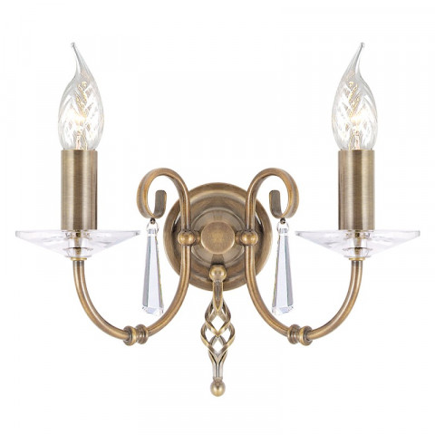 Applique aegean, laiton antique et verre, 2 ampoules