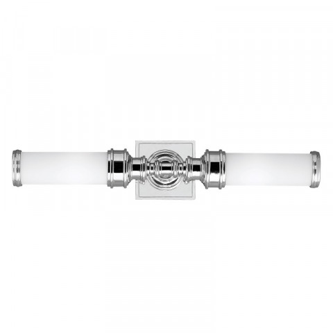Applique payne ornate, chrome poli et verre opale, 2 ampoules
