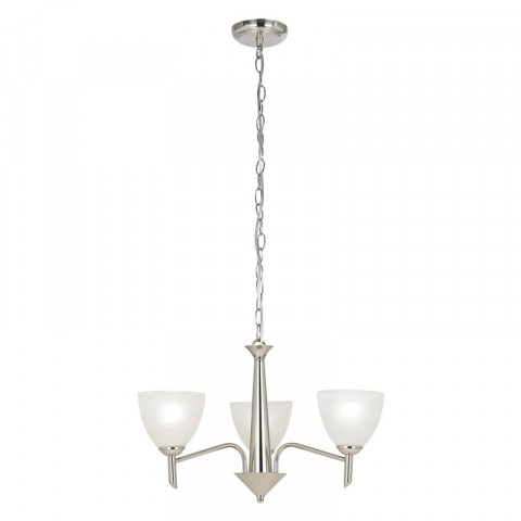 Suspension neeson, nickel satiné et verre albâtre, 3 ampoules