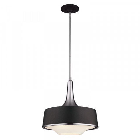 Suspension holloway, acier brossé et verre opale, noir, 4 ampoules