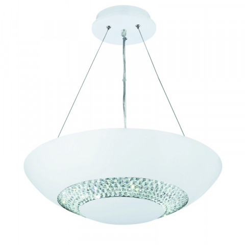Semi-plafonnier blanc led halo, en cristal