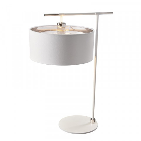 Lampe balance, nickel poli, avec abat-jour blanc