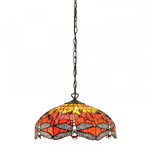 Suspension 41 cm dragonfly flame, verre et métal