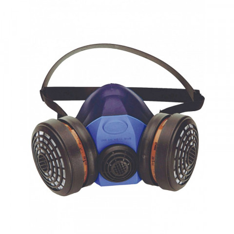 Demi masque singer 756s silicone 2 filtres harnais de maintien tete et cou avec valve d'hexhalation