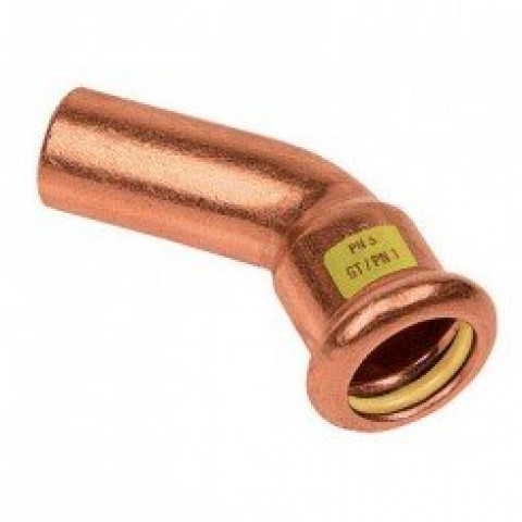 Courbe 45° press gas mâle femelle cuivre à sertir 22