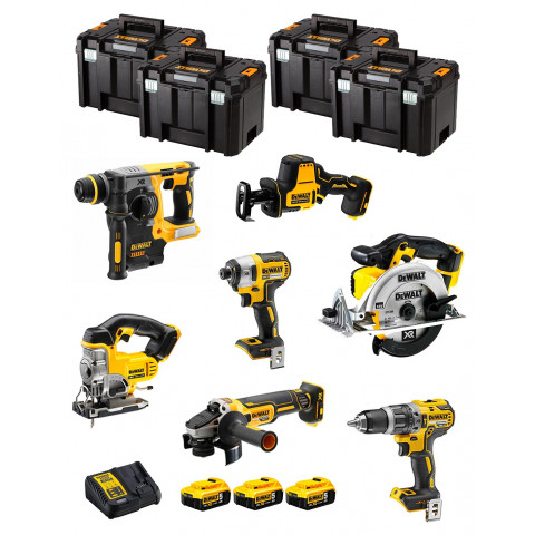 Dewalt kit dwk702t (dcd796 dch273 dcg405 dcf887 dcs331 dcs391 dcs369 3 x 5,0 ah dcb115 4 x tstak vi)