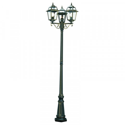 Lampadaire 3 ampoules new orleans, en aluminium et verre, noir doré
