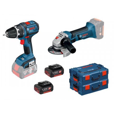 Kit Perceuse Visseuse sans fil GSR 18 V-LI + Meuleuse angulaire GWS 18-125 V-Li + 2 batteries - BOSCH