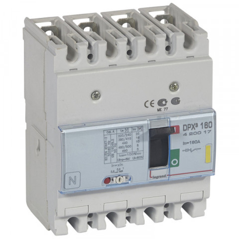 Disjoncteur magnétothermique dpx160 pouvoir de coupure 16ka 400v~ 4p 160a (420017)