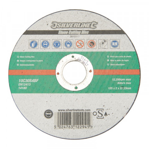 Disque à tronçonner la pierre certifié OSA - 125 x 2 x 22,23 mm