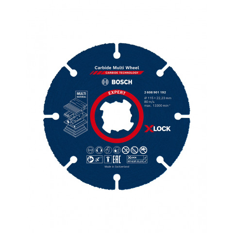 Disque de coupe bosch x-lock expert carbide multi wheel ø 115 x 22,23 mm (2 608 901 192)