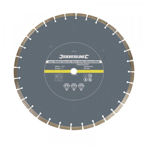 Disque diamanté à tronçonner le béton et la pierre soudé au laser - Segmenté 450 x 25,4 mm