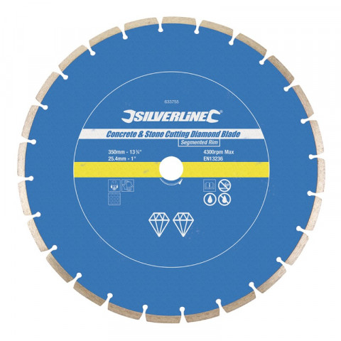 Disque diamanté segmenté à tronçonner le béton et la pierre - 350 x 25.4 mm