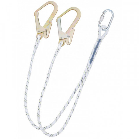 Double longe singer en y tressee 1,50m polyamide mousqueton + 2 crochets