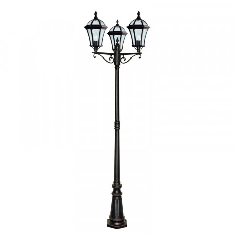 Lampadaire 3 ampoules capri, en aluminium et verre, marron rustique