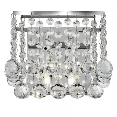 Applique carrée 2 ampoules hanna, en chrome et cristal