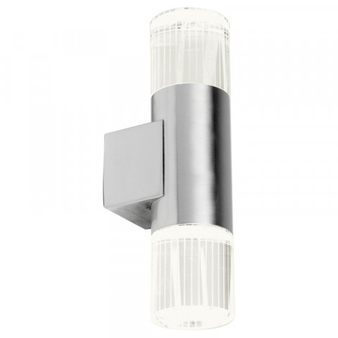 Applique grant, acier inoxydable et verre, 2 ampoules